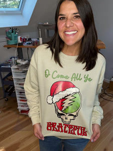 O Come All ‘Ye Grateful Santa Stealie Crewneck - Size S>2XL