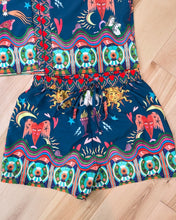 Load image into Gallery viewer, String Cheese Incident Vibrant Dark Blue Psychedelic Drawings Kimono and Shorts Set - One size M/L (8/10) Left!