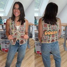Load image into Gallery viewer, Goose Floral Festival Tie Front Vest - One left, fits a medium or large!