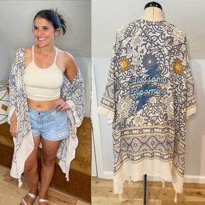 Blossoms Blooming Floral Grateful Dead Cream Kimono - One size fits ALL (ONE left!)