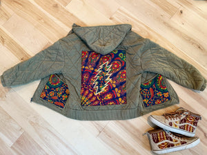 Grateful Green Mexicali Quilted Jacket - Fits a Ladies size Sm/Med or Med/Lrg (ships 11/16)