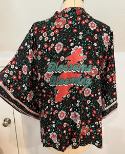 Blossoms Blooming Tie Front Black Grateful Dead Kimono -One Size Fits Most (Only 2 left!)