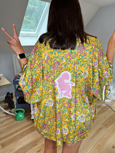 Golden Floral Mikey Widespread Panic Tie Front Kimono/Wrap - One Size Fits Most (One left!)