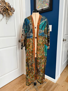 Goose Tie Dye Silk Kimono - Size Sm>L/XL