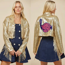 Load image into Gallery viewer, Party Time Gold Sequin and Fringe Phish Moto Jacket - Size S, M or L