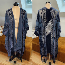 Load image into Gallery viewer, Grateful Sparkle Bolt Velvet Blue Burnout Kimono - One size fits ALL (ONE LEFT!)