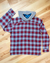 Load image into Gallery viewer, Steal Your Suuuuper Soft Hooded Red and Blue Men’s Flannel - Sizes L, XL, XXL and XXXL