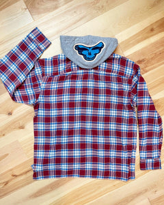 Steal Your Suuuuper Soft Hooded Red and Blue Men’s Flannel - Sizes L, XL, XXL and XXXL