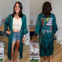 Load image into Gallery viewer, Fluffhead Teal Lightweight Tie Dye Silk Phish Kimono - Size Sm&gt;L/XL