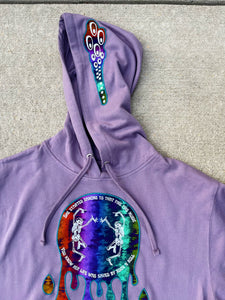 Rock N Roll Phish / Velvet Underground Drippy Tie Dye Purple Dancing Skeleton Hoodie