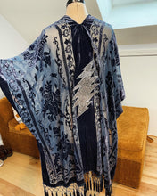 Load image into Gallery viewer, Grateful Sparkle Bolt Velvet Blue Burnout Kimono - One size fits ALL (ONE LEFT!)