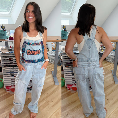 BMFS Tapestry Denim Cargo Overalls- Size  XL (Size 16ish)