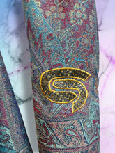 Load image into Gallery viewer, Sparkly Blue and Deep Magenta STS9 Paisley Pashmina