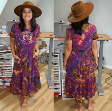 Load image into Gallery viewer, Purple Her Life Was Saved By Rock N Roll Phish and Dead Inspired Tie Dye Maxi Dress - One Size