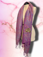 Load image into Gallery viewer, Sparkly Deep Purple, Blue and Pink STS9 Paisley Pashmina
