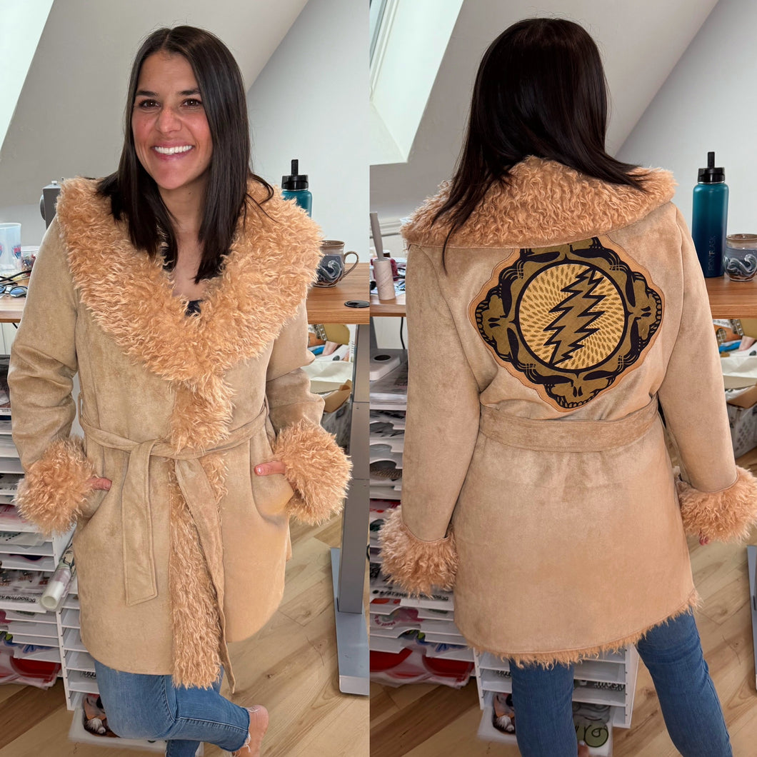 Steal Your Penny Lane Faux Suede and Fur Trim Grateful Coat - Size S>L