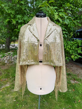 Load image into Gallery viewer, Party Time Gold Sequin and Fringe Phish Moto Jacket - Size S, M or L