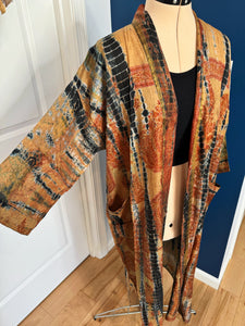 Goose Gold Tie Dye Silk Kimono - Size Sm>L/XL