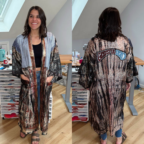 Grateful Dead Tie Dye Silk Kimono - Size Sm>L/XL