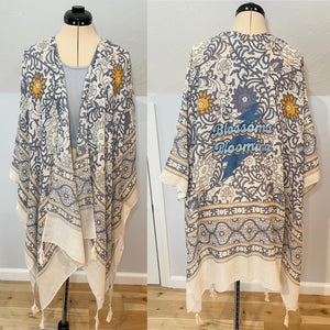 Blossoms Blooming Floral Grateful Dead Cream Kimono - One size fits ALL (ONE left!)
