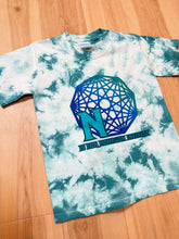 Load image into Gallery viewer, YOUTH Teal Tie Dye N is for Nonagon Infinity King Gizzard and the Lizard Wizard Tee -  YOUTH XS>XL