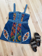 Load image into Gallery viewer, Grateful Green Tapestry Denim Full Zip Dress -ONE Size Medium left!
