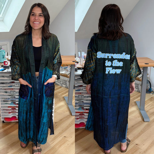 Surrender To The Flow Tie Dye Silk Phish Kimono - Size Sm>L/XL