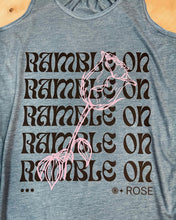 Load image into Gallery viewer, Ramble on Rose Deep Teal Flowy Grateful Dead Tank Top - Size S&gt;2XL