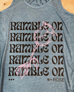 Ramble on Rose Deep Teal Flowy Grateful Dead Tank Top - Size S>2XL