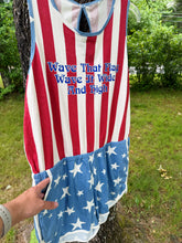 Load image into Gallery viewer, Wave That Flag U.S. Blues Grateful Romper - Size Medium left!