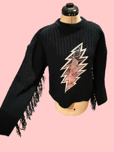 Load image into Gallery viewer, Fringy Geometric Grateful Bolt Sweater - One Size M/L left!