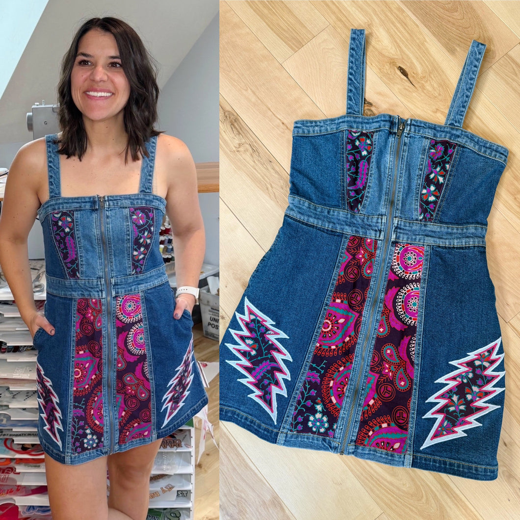 Grateful Tapestry Denim Full Zip Dress -Size Small, Large and XXL left