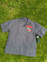 Load image into Gallery viewer, BMFS Groovy Red Daisy and Mushroom Embroidered Twill Shirt - Men’s Large or XL