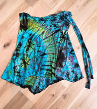 Load image into Gallery viewer, Blue and Green Tie Dye Phish Bubbles Wrap Skirt - One Size (S&gt;L)