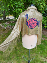 Load image into Gallery viewer, Party Time Gold Sequin and Fringe Phish Moto Jacket - Size S, M or L