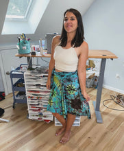 Load image into Gallery viewer, Blue and Green Tie Dye Phish Bubbles Wrap Skirt - One Size (S&gt;L)