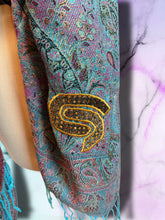 Load image into Gallery viewer, Sparkly Deep Teal and Magenta STS9 Paisley Pashmina