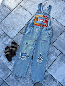 Phish Kantha Pocket Distressed Denim Overalls - Size Large
