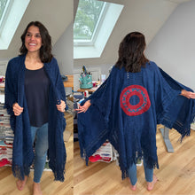 Load image into Gallery viewer, Suede and Fringy Donut Inlay Phish Ruana - One Size Fits All