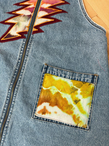 Dancin’ in the Streets Grateful Tie Dye and Denim Zip Dress - Size Large