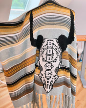 Load image into Gallery viewer, Way Out West Goose Skull Fringy Ruana- One size fits all! (Only ONE Left!)