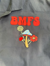 Load image into Gallery viewer, BMFS Groovy Red Daisy and Mushroom Embroidered Twill Shirt - Men’s Large or XL