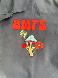 BMFS Groovy Red Daisy and Mushroom Embroidered Twill Shirt - Men’s Large or XL