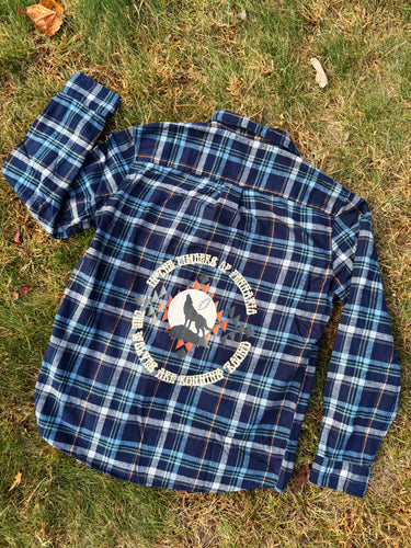 Dire Wolf Shades Of Blue Striped Grateful Flannel - ONE Size L and XL left!