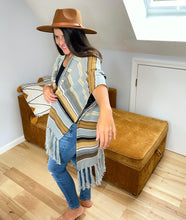 Load image into Gallery viewer, Steal Your Western Skull Fringy Grateful Ruana- One size fits all