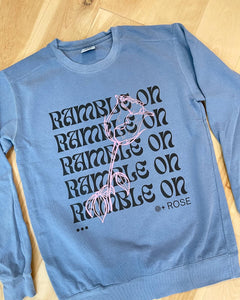 Light Blue Ramble on Rose Grateful Dead Crewneck Sweatshirt