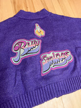 Load image into Gallery viewer, Billy Strings Long Haired Ladies Purple Oversized Cropped Cardigan - Size S/M, M/L, L/XL