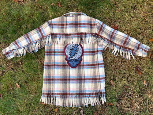 Grateful Fringy Plaid Stealie Jacket Shirt - Size S/M and L/XL left!