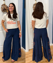 Load image into Gallery viewer, Grateful Psychedelic Stealie Swirl Wide Leg Navy Pants - Size S, M and L
