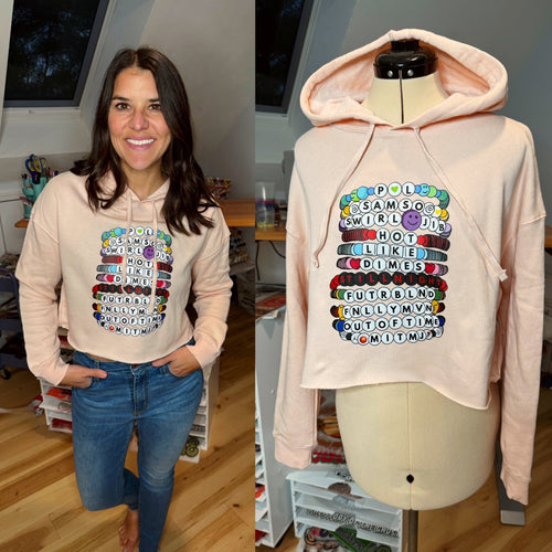 Pretty Lights Blush Swiftie/Kandi Bracelets Cropped Hoodie - One Size Small!